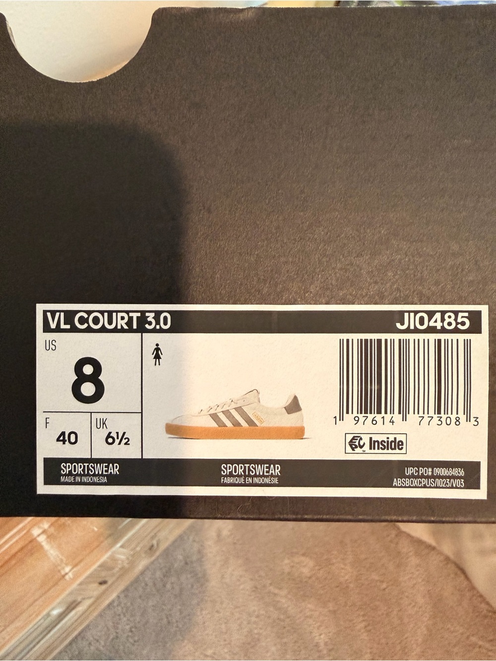 adidas VL Court 3.0 Suede Sneakers Beige Taupe Gold Metallic Stripes (Size 8) - Picture 9 of 10